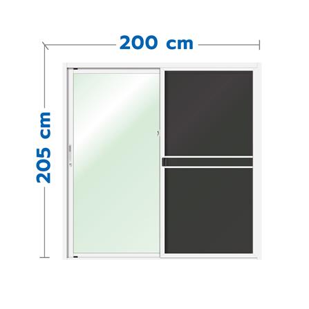 ประตูบานเลื่อน อะลูมิเนียม S-S มุ้ง LYNN OK 200x205 ซม. สีขาว