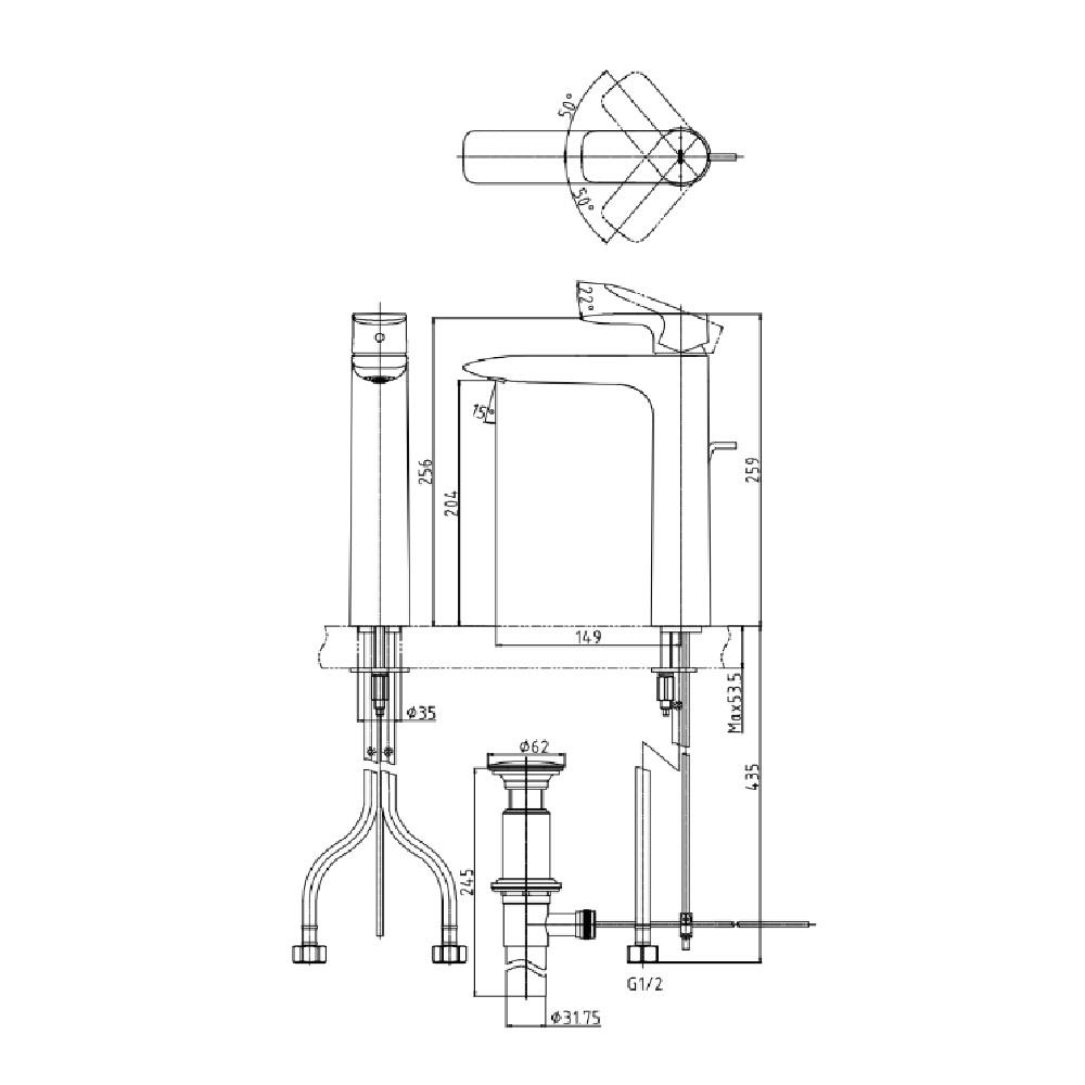 ก๊อกอ่างล้างหน้าผสม TOTO TLG04307T-BN สีเทา