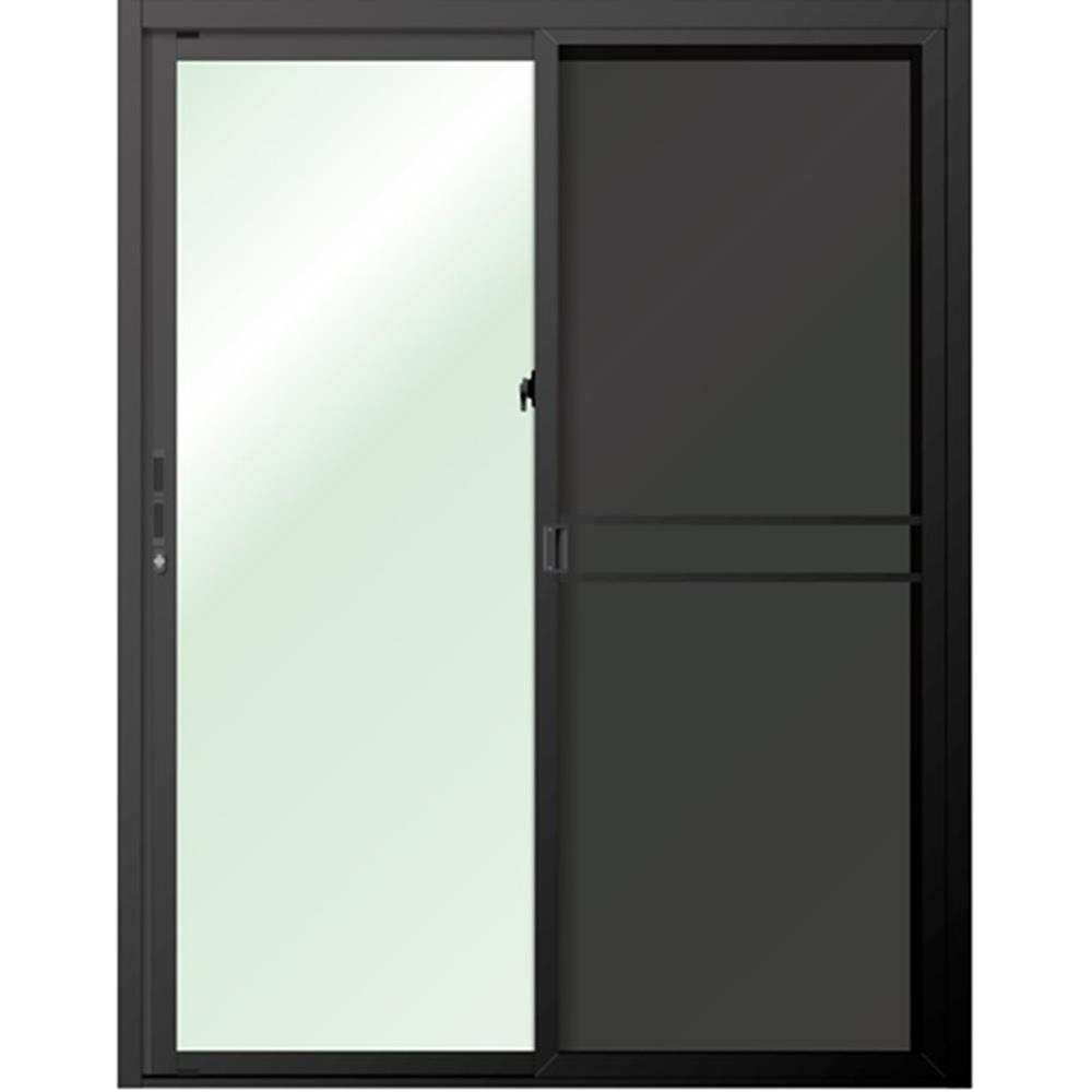 ประตูบานเลื่อน อะลูมิเนียม S-S มุ้ง LYNN OK 160X205 ซม. สีดำ