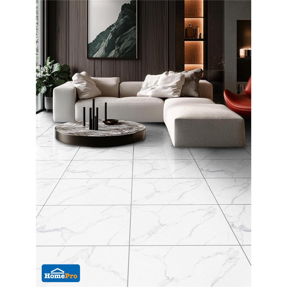 กระเบื้องพื้นพอร์ซเลน 60x90 ซม.TARA ซิกน่าเบียงโค่ ขาว 1.62 ตร.ม.