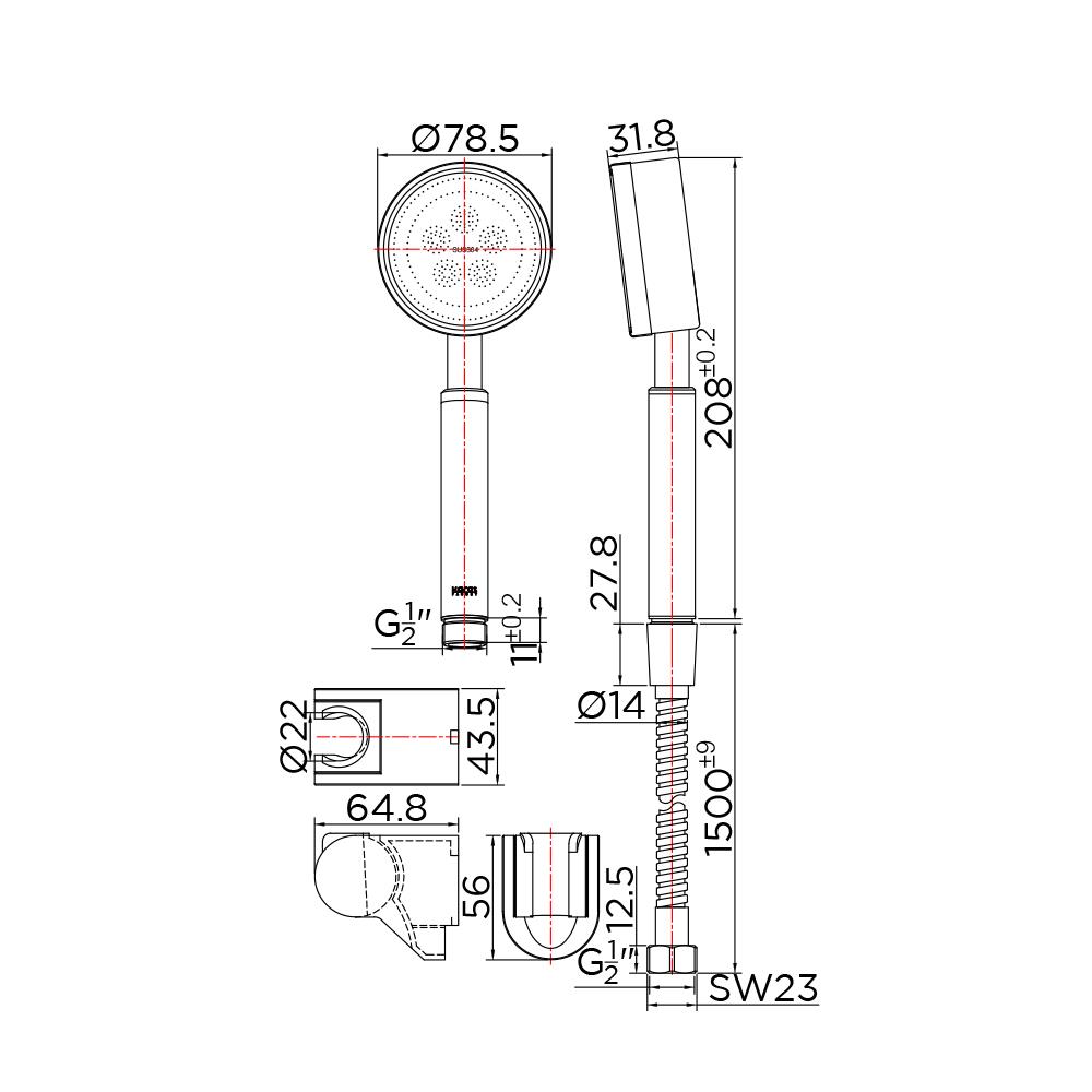 ฝักบัวสายอ่อน 1 ระดับ KARAT FAUCET KS-21-231-63