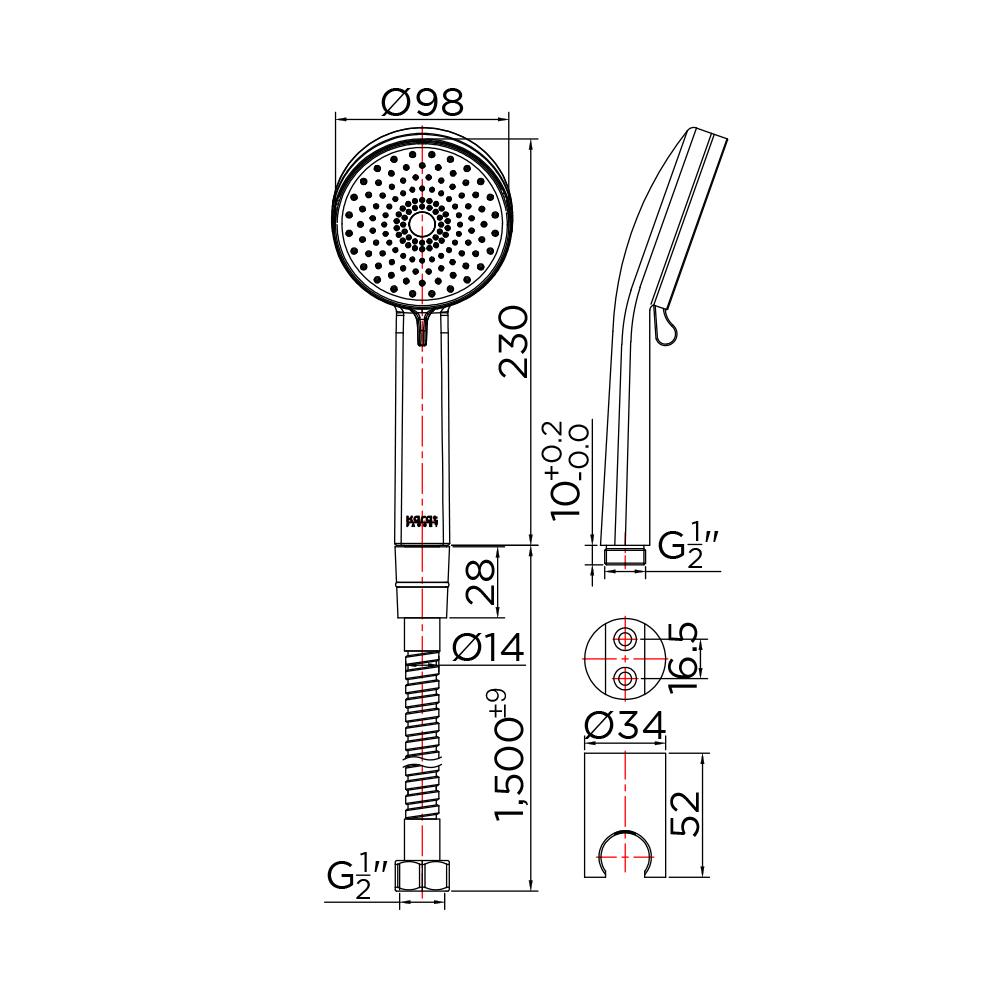 ชุดฝักบัวสายอ่อน 3 ระดับ KARAT FAUCET KS-19-233-50