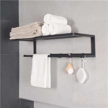 ชั้นวางพร้อมราว RASLAND RA W1533-W5566-BK สีดำ_1