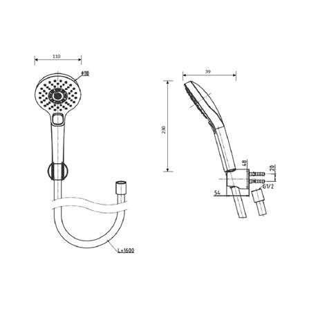 ชุดฝักบัวสายอ่อน 3 ระดับ TOTO TBW01010T-MBL สีดำ_1