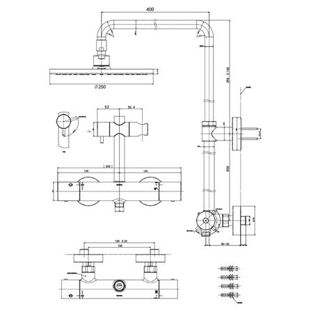 ฝักบัว RAIN SHOWER ผสม TOTO TBW07404T-MBL สีดำ_1