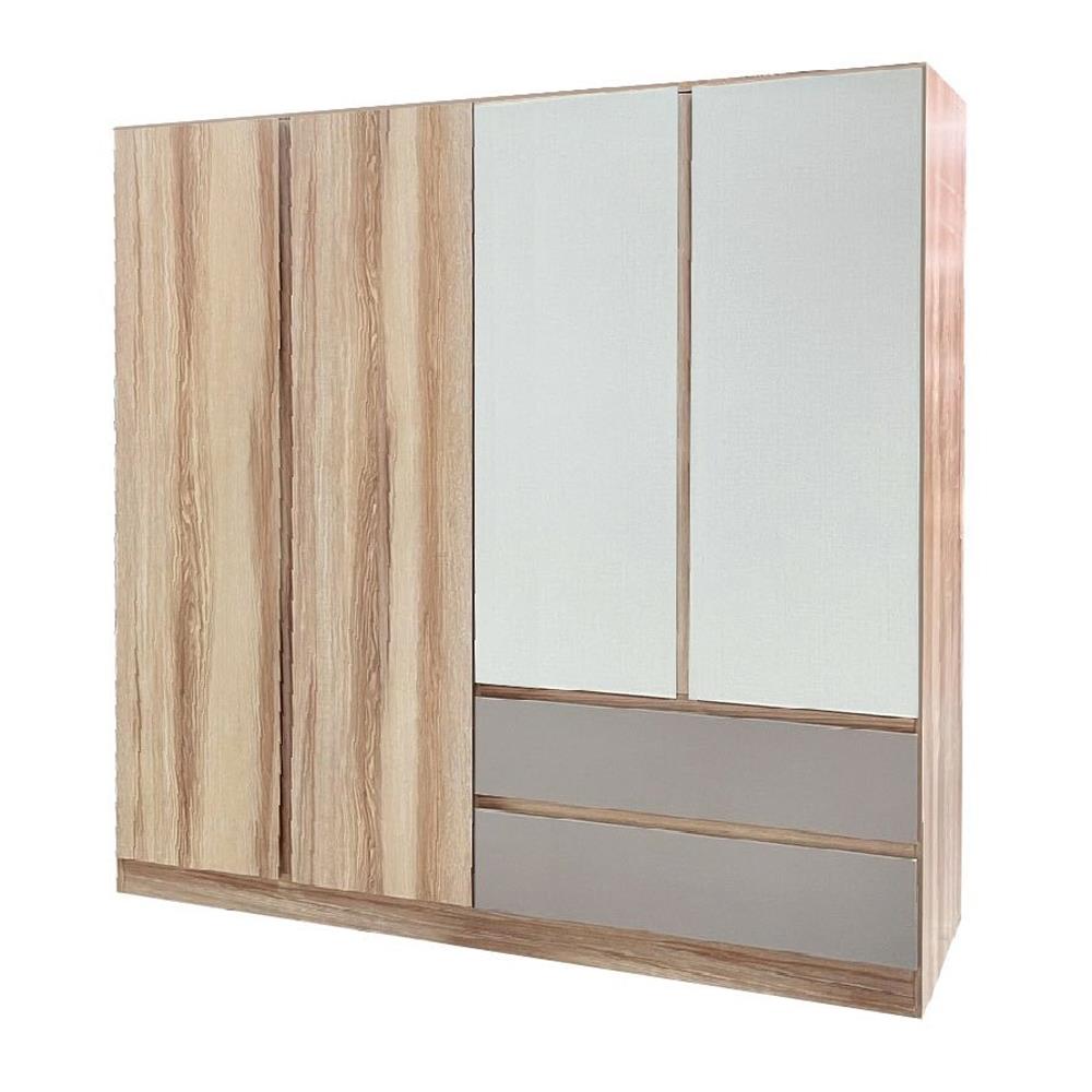 ตู้เสื้อผ้า 4 บานเปิด FURDINI FINE 200 ซม. สีลายไม้/ครีม/ขาว