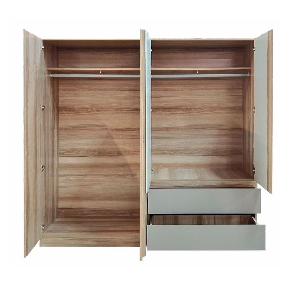 ตู้เสื้อผ้า 4 บานเปิด FURDINI FINE 200 ซม. สีลายไม้/ครีม/ขาว