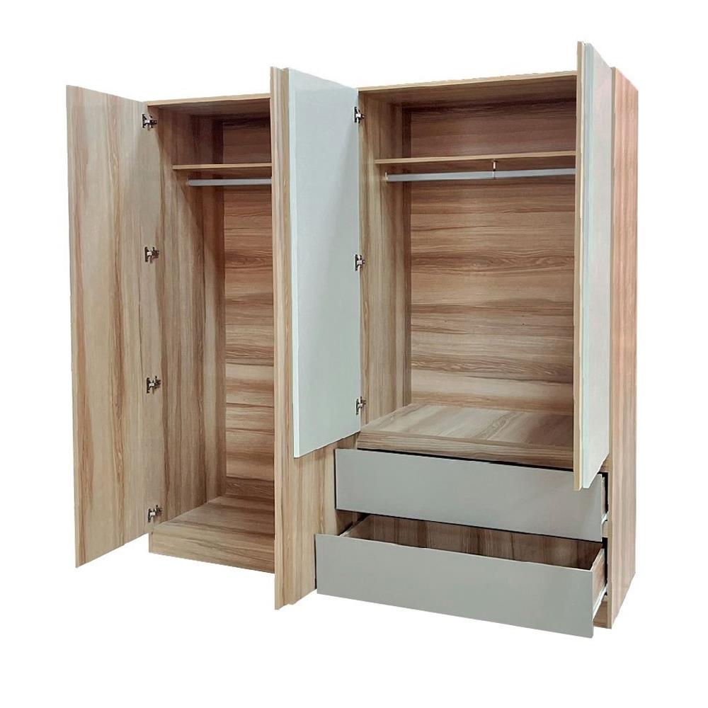 ตู้เสื้อผ้า 4 บานเปิด FURDINI FINE 200 ซม. สีลายไม้/ครีม/ขาว