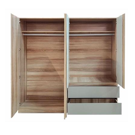 ตู้เสื้อผ้า 4 บานเปิด FURDINI FINE 200 ซม. สีลายไม้/ครีม/ขาว_2