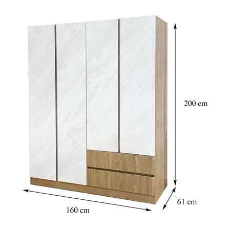 ตู้เสื้อผ้า 4 บานเปิด FURDINI TERRA 160 ซม. สีโอ๊ค/ลายหิน_7