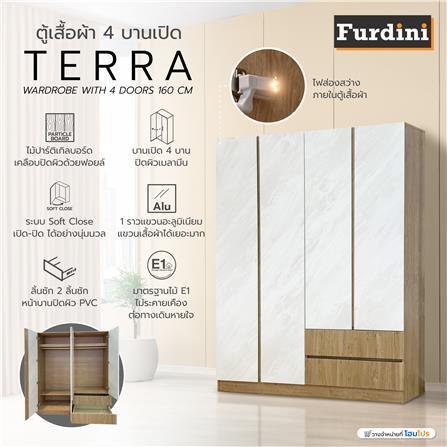 ตู้เสื้อผ้า 4 บานเปิด FURDINI TERRA 160 ซม. สีโอ๊ค/ลายหิน_6