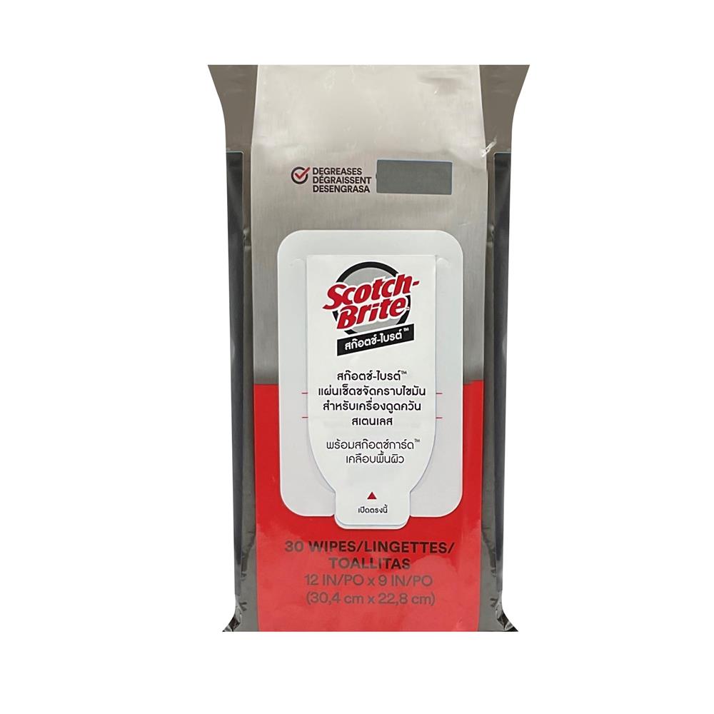 แผ่นทำความสะอาดขจัดคราบไขมันสำหรับเครื่องดูดควันสเตนเลส SCOTCH-BRITE 30 แผ่น
