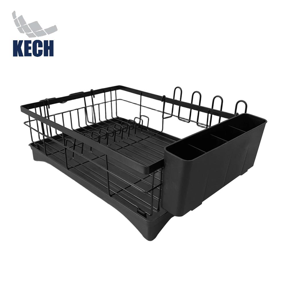 ชั้นคว่ำจาน 1 ชั้น พร้อมถาดรองน้ำและที่เก็บช้อนและเขียง KECH BLACKY