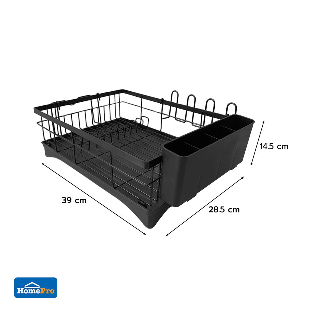 ชั้นคว่ำจาน 1 ชั้น พร้อมถาดรองน้ำและที่เก็บช้อนและเขียง KECH BLACKY