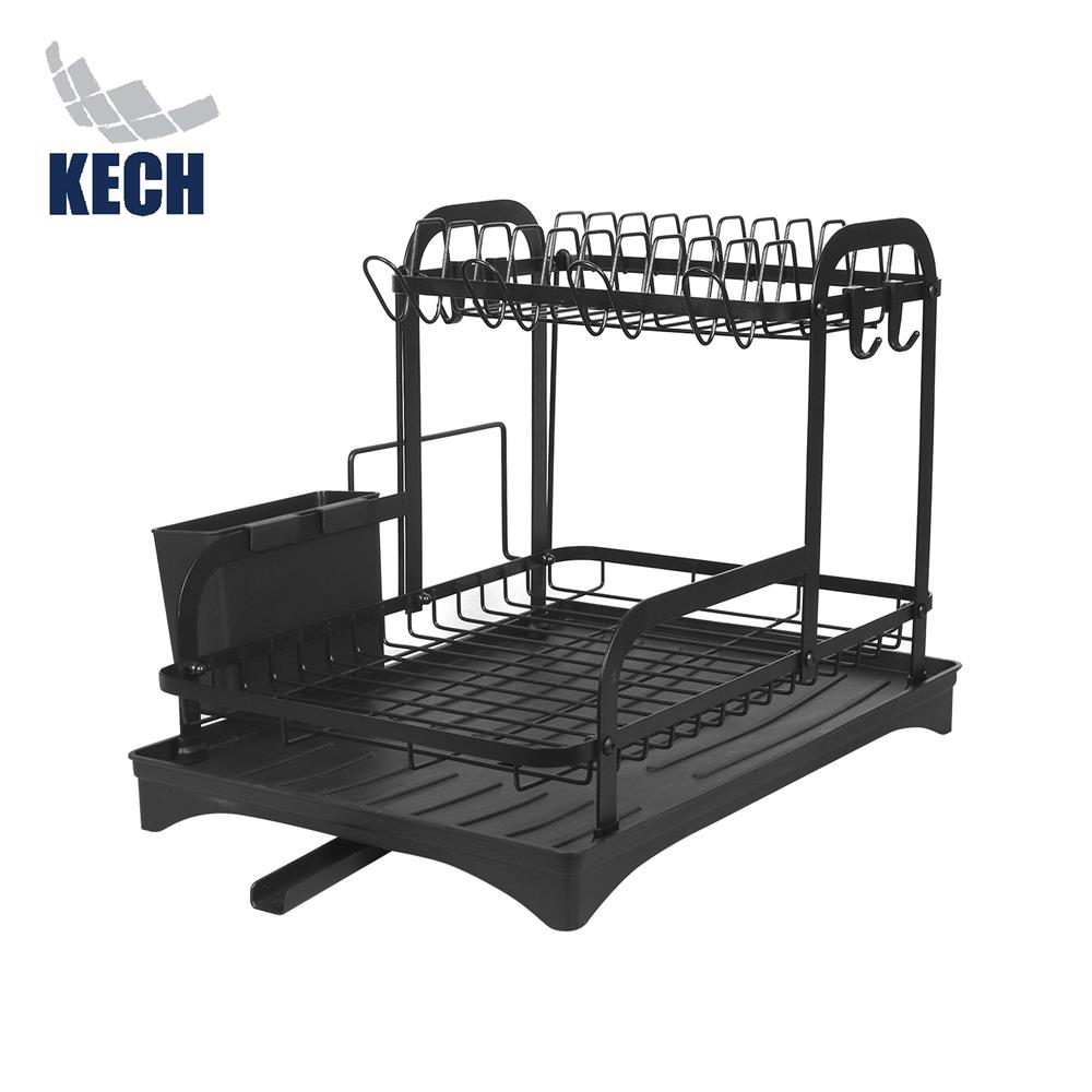 ชั้นคว่ำจาน 2 ชั้น พร้อมที่เก็บช้อนและเขียง KECH BLACKY_1