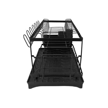 ชั้นคว่ำจานเหล็กพ่นสีมาพร้อมถาดรองน้ำและกล่องมีด KECH BLACKY_1