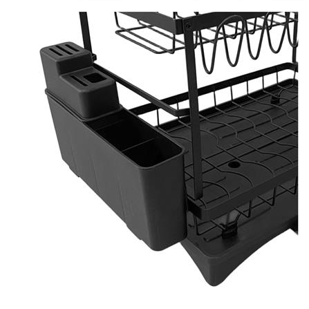 ชั้นคว่ำจานเหล็กพ่นสีมาพร้อมถาดรองน้ำและกล่องมีด KECH BLACKY_2