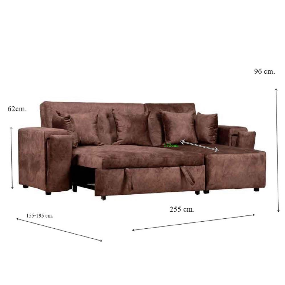 โซฟาเข้ามุมขวา AS FURNITURE ALEX CLBWU38 สีน้ำตาล