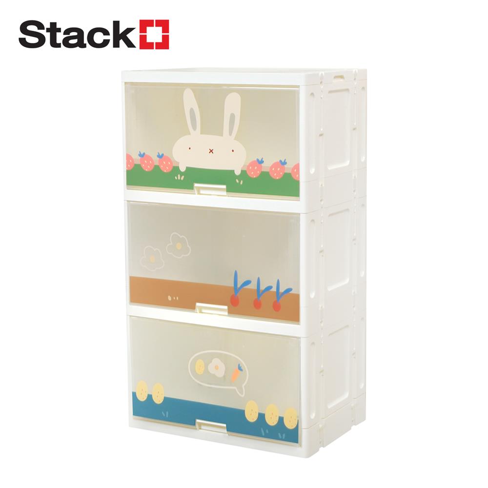 ตู้บานเปิดบน 3 ชั้น STACKO RABBIT 58X40X103 ซม. สีขาว_0