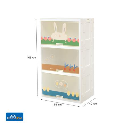 ตู้บานเปิดบน 3 ชั้น STACKO RABBIT 58X40X103 ซม. สีขาว_10