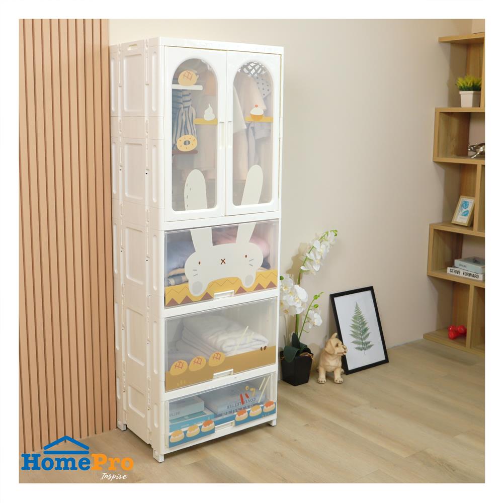 ตู้เสื้อผ้า 4 ชั้น STACKO RABBIT 58X40X157 ซม. สีขาว