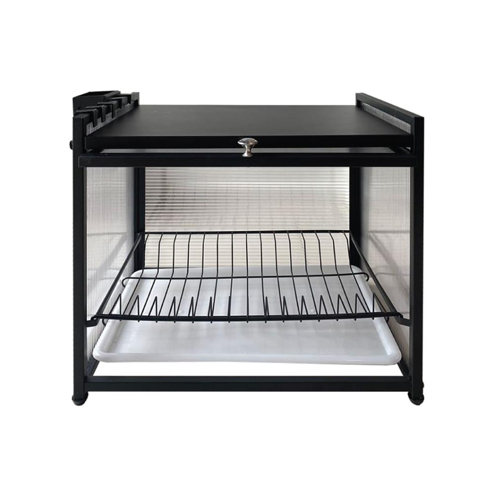 ตู้เก็บจาน 1 ชั้น มาพร้อมที่เก็บช้อนและตะขอ 3 ตัว KECH BLACKY