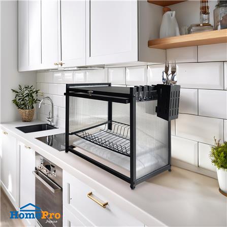 ตู้เก็บจาน 1 ชั้น มาพร้อมที่เก็บช้อนและตะขอ 3 ตัว KECH BLACKY_3