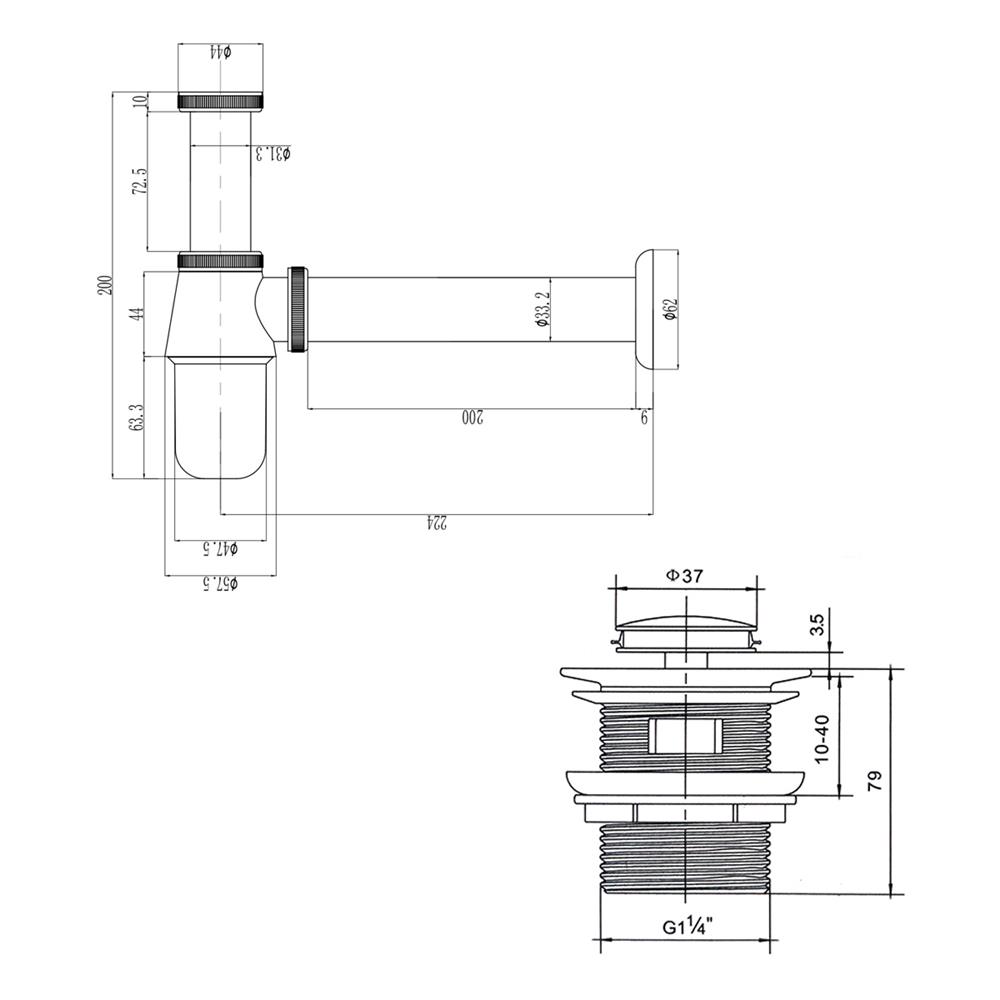 ชุดท่อน้ำทิ้งอ่างล้างหน้ากระปุก DONMARK GL-5330 20 ซม.