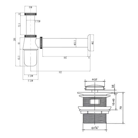 ชุดท่อน้ำทิ้งอ่างล้างหน้ากระปุก DONMARK GL-5330 20 ซม._2