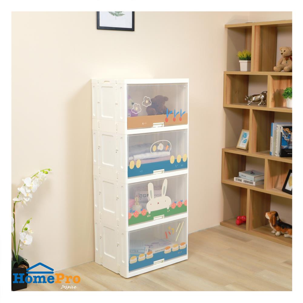 ตู้บานเปิดบน 4 ชั้น STACKO RABBIT 58X40X133 ซม. สีขาว
