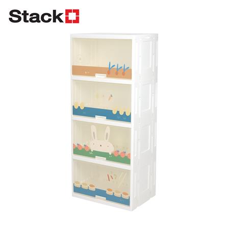 ตู้บานเปิดบน 4 ชั้น STACKO RABBIT 58X40X133 ซม. สีขาว_0