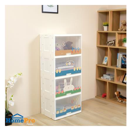 ตู้บานเปิดบน 4 ชั้น STACKO RABBIT 58X40X133 ซม. สีขาว_4