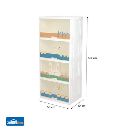 ตู้บานเปิดบน 4 ชั้น STACKO RABBIT 58X40X133 ซม. สีขาว_9