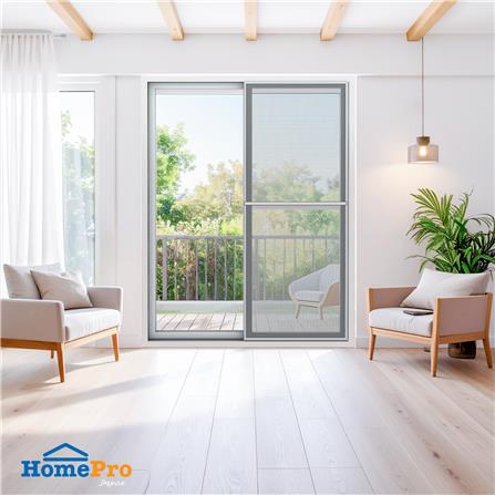 ประตูบานเลื่อน อะลูมิเนียม S-S มุ้ง AZLE 160x205 ซม. สีขาว_1