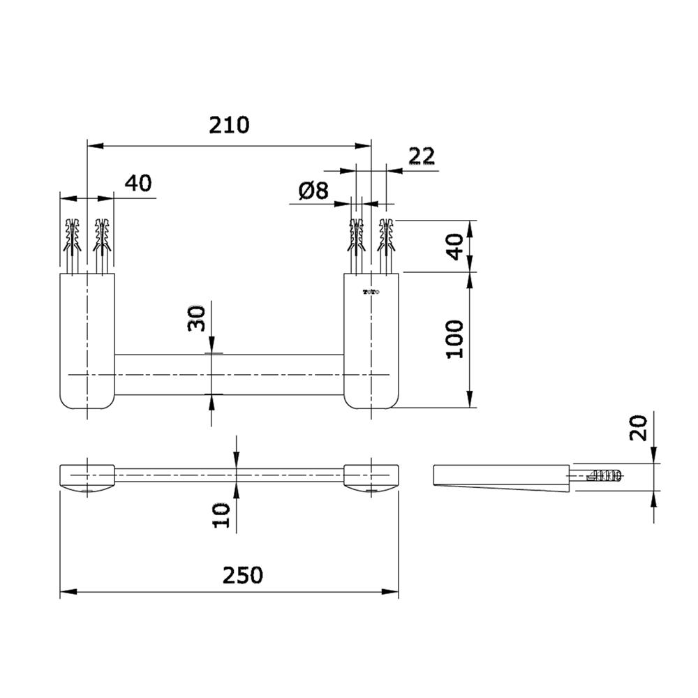 ราวแขวนผ้า TOTO TX702ARS สีโครม