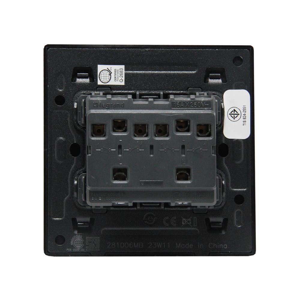 ชุดสวิตช์ 1 ทาง 4 ช่อง BTICINO MALLIA SENSES S281006MB สีดำ