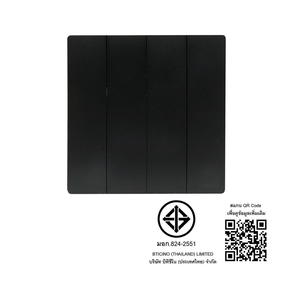 ชุดสวิตช์ 1 ทาง 4 ช่อง BTICINO MALLIA SENSES S281006MB สีดำ