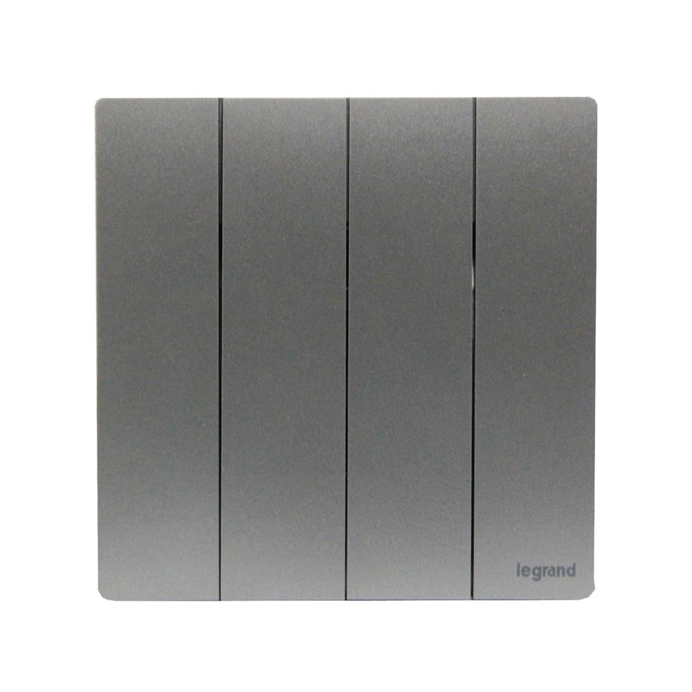 ชุดสวิตช์ 1 ทาง 4 ช่อง BTICINO MALLIA SENSES S281006DS สีเทา