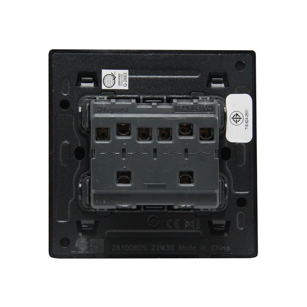 ชุดสวิตช์ 1 ทาง 4 ช่อง BTICINO MALLIA SENSES S281006DS สีเทา