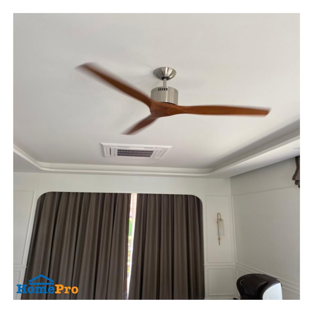 พัดลมไม่มีโคมไฟ MR.KEN 25-01289 52 นิ้ว สีเงิน/น้ำตาลเข้ม