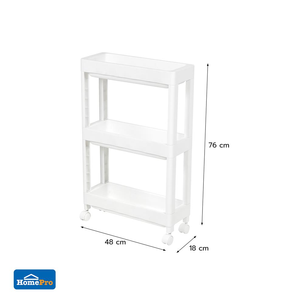ชั้นพลาสติกแคบ 3 ชั้น STACKO MONO 48X18X76 ซม. สีขาว