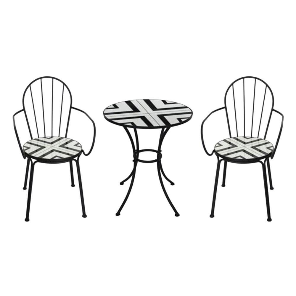 ชุดสนามโมเสก 2 ที่นั่ง SPRING FENNO สีขาว/ดำ_0