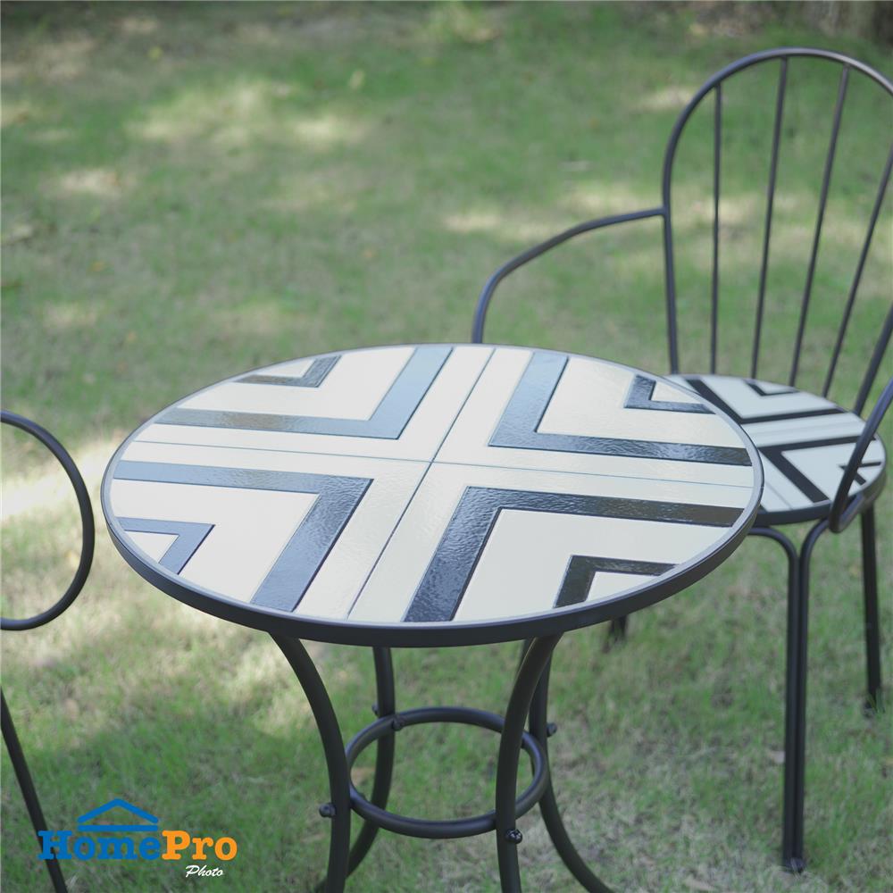 ชุดสนามโมเสก 2 ที่นั่ง SPRING FENNO สีขาว/ดำ