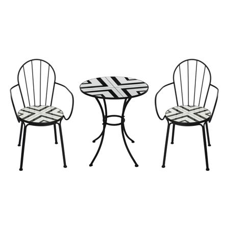 ชุดสนามโมเสก 2 ที่นั่ง SPRING FENNO สีขาว/ดำ_1