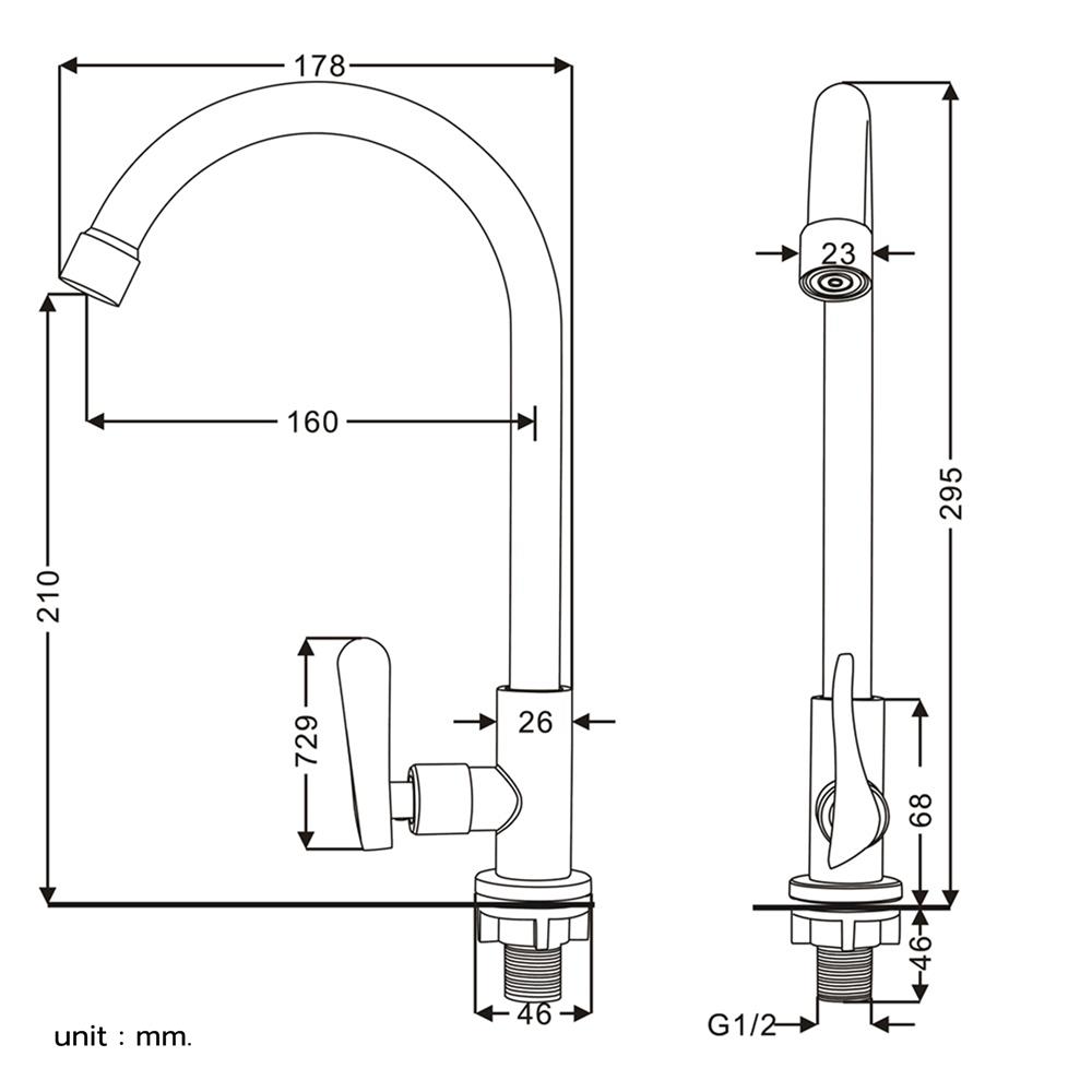 ก๊อกซิงค์เดี่ยวเคาน์เตอร์ RASLAND A11021-999STN