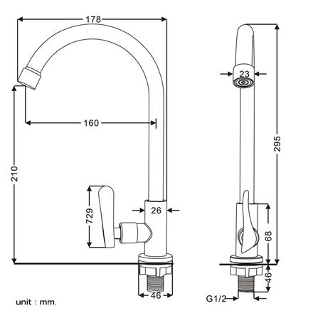 ก๊อกซิงค์เดี่ยวเคาน์เตอร์ RASLAND A11021-999STN_2