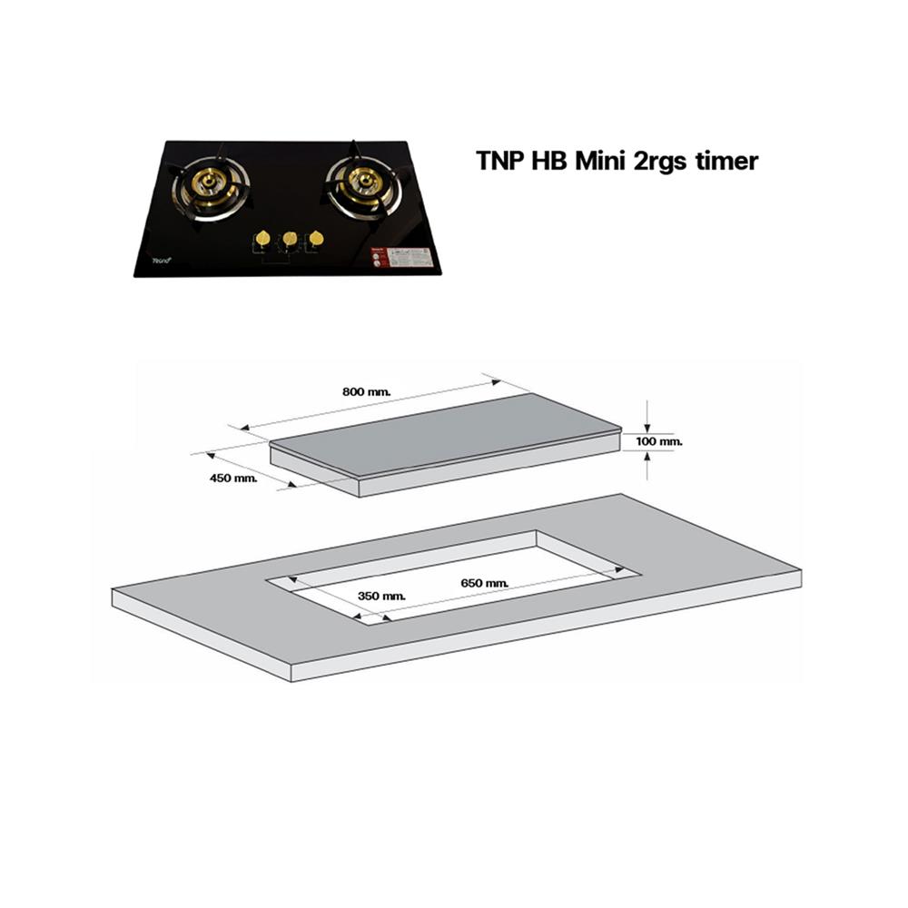 เตาฝังแก๊ส TECNOPLUS HB MINI 2RGS&nbsp;TIMER 80 ซม.