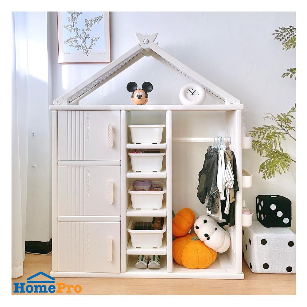 ตู้บานเปิด 3 บาน STACKO KIDDY 123X34X156 ซม. สีขาว