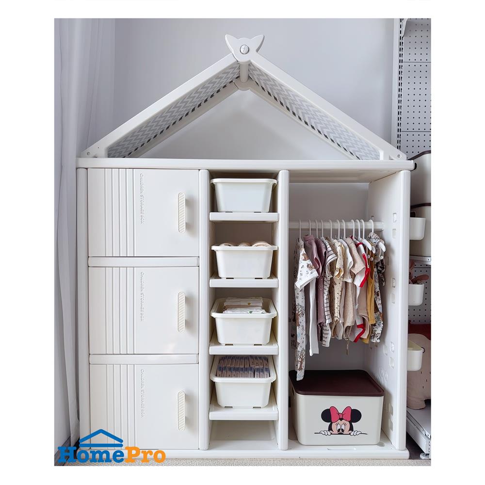 ตู้บานเปิด 3 บาน STACKO KIDDY 123X34X156 ซม. สีขาว