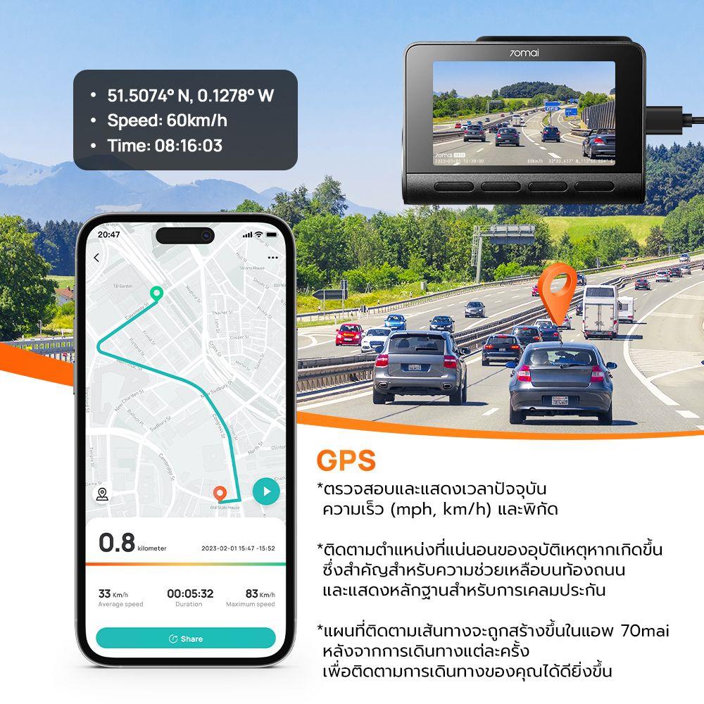กล้องติดรถยนต์หน้าพร้อมกล้องหลัง 4K HDR 70MAI A810-2
